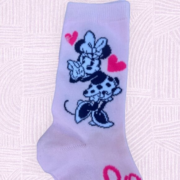 Disney NWOT Minnie Mouse Girl's Socks Love Forever Pink - Picture 3 of 5
